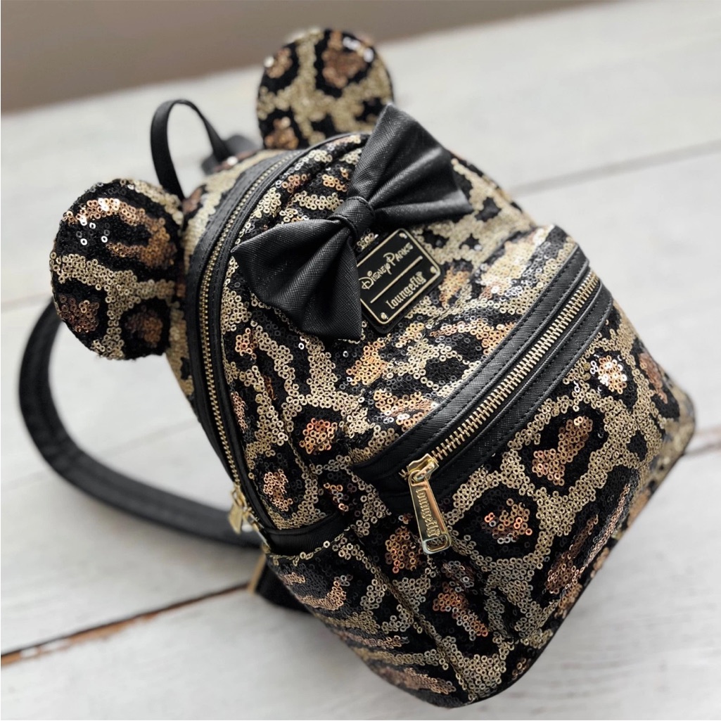 Disney Parks Loungefly Animal Print Leopard Sequin Mini Backpack Safari Kingdom